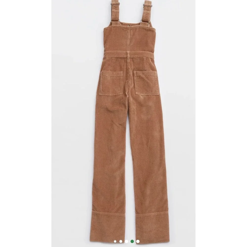 Aerie Aerie Corduroy Kick Flare Overalls Tan Jumpsuit XXL New
